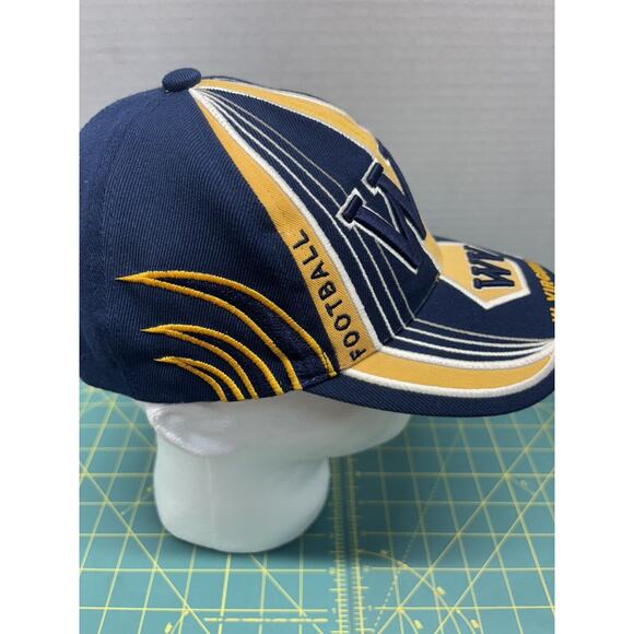 West Virginia University Embroidered Adj Strap Hat Cap Blue & Gold FOOTBALL - Picture 2 of 5